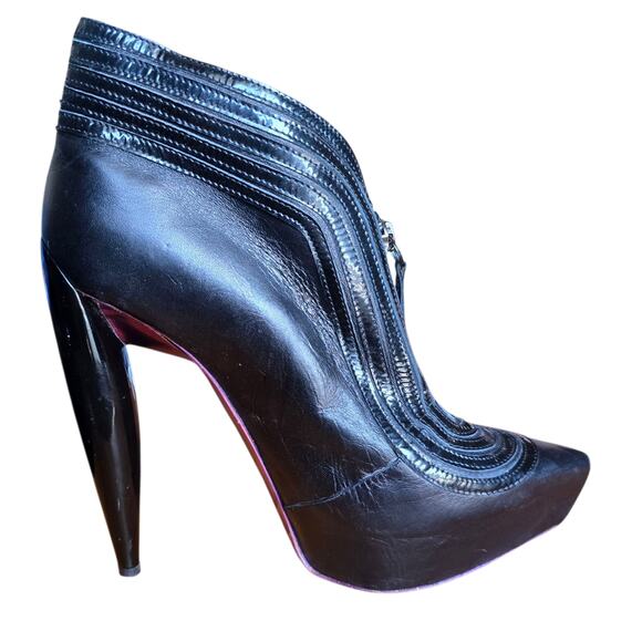 Alexander Mcqueen Runway Platform Booties 38 7.5 8 Black Stitching Collectors - Picture 1 of 8